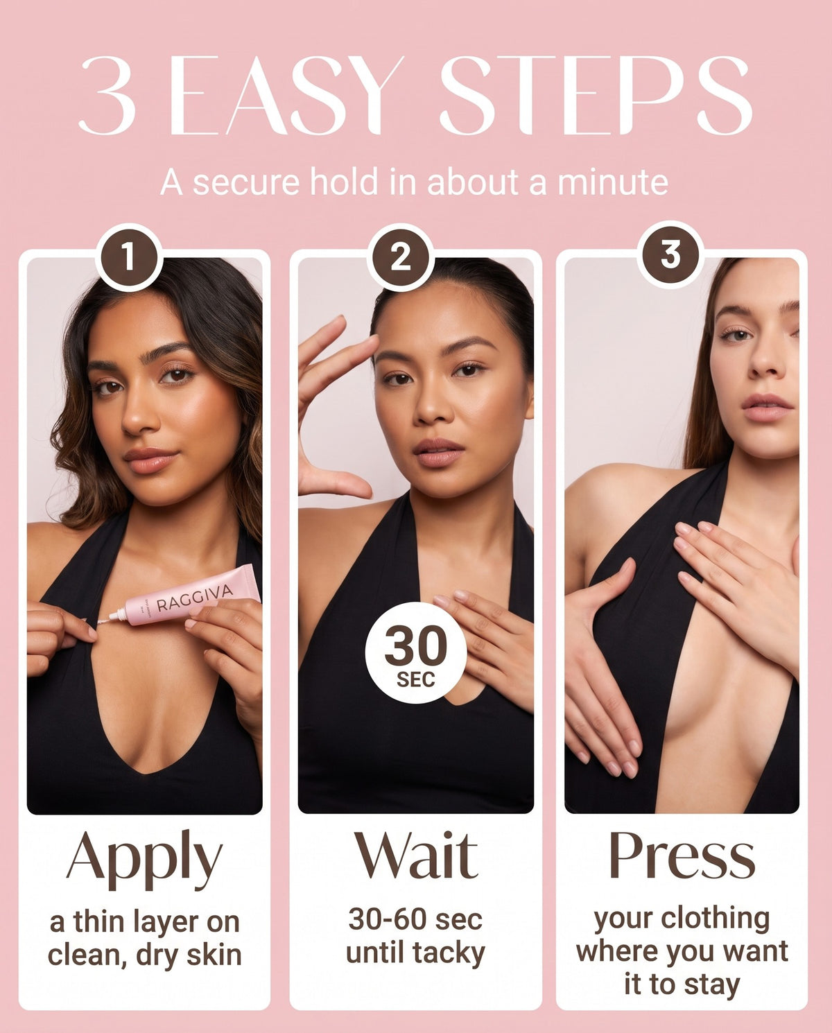 How to use Raggiva Body Adhesive in 3 steps